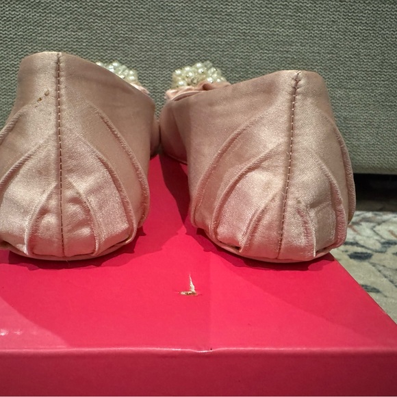 Kate Spade Pink Satin Ballet Flats with Crystal Embellishment - Picture 4 of 8